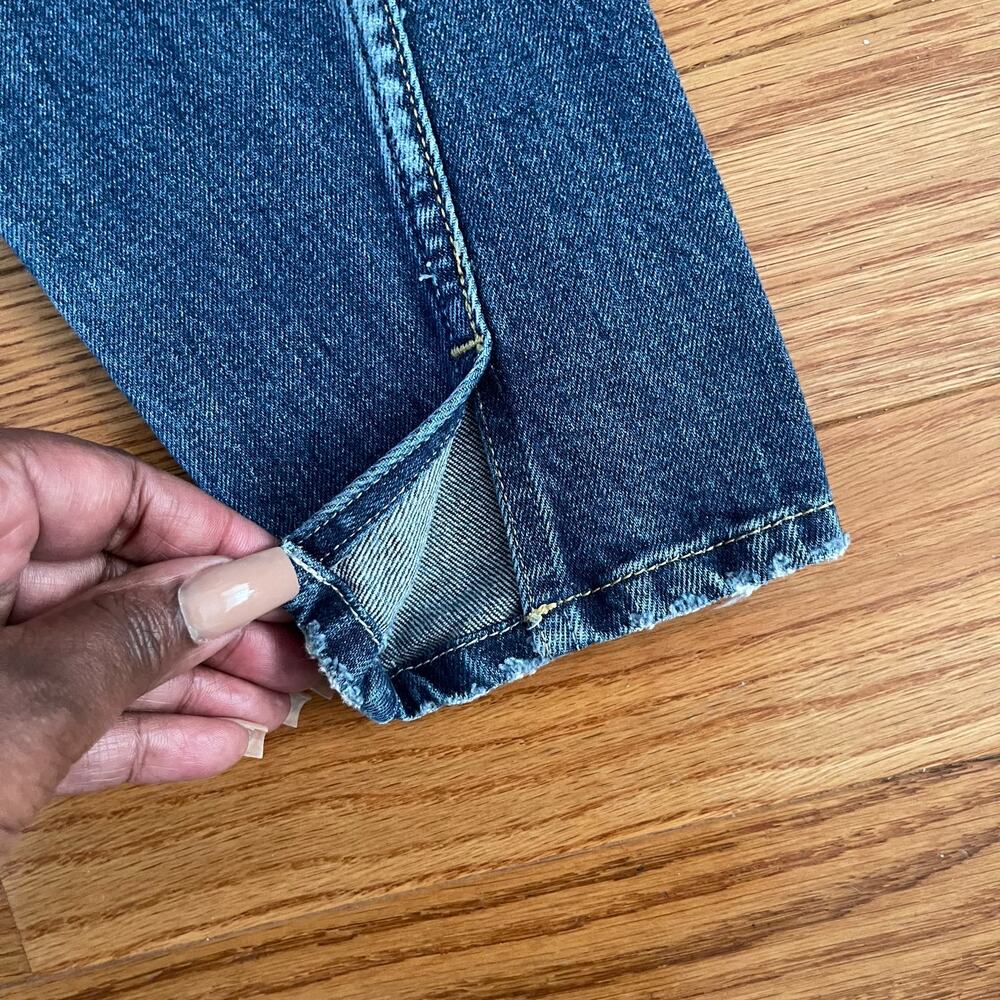 AMO Dive Bar Twist Denim Jeans Womens 27 Blue Mid Rise Distressed Grunge Edgy - Picture 3 of 10